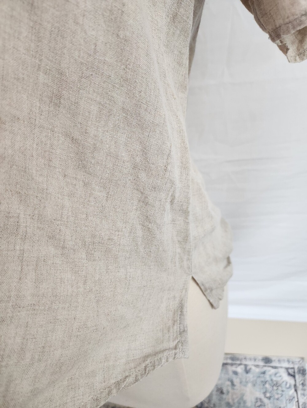 Flax 100% Linen Asymmetrical hem blouse - Picture 3 of 7
